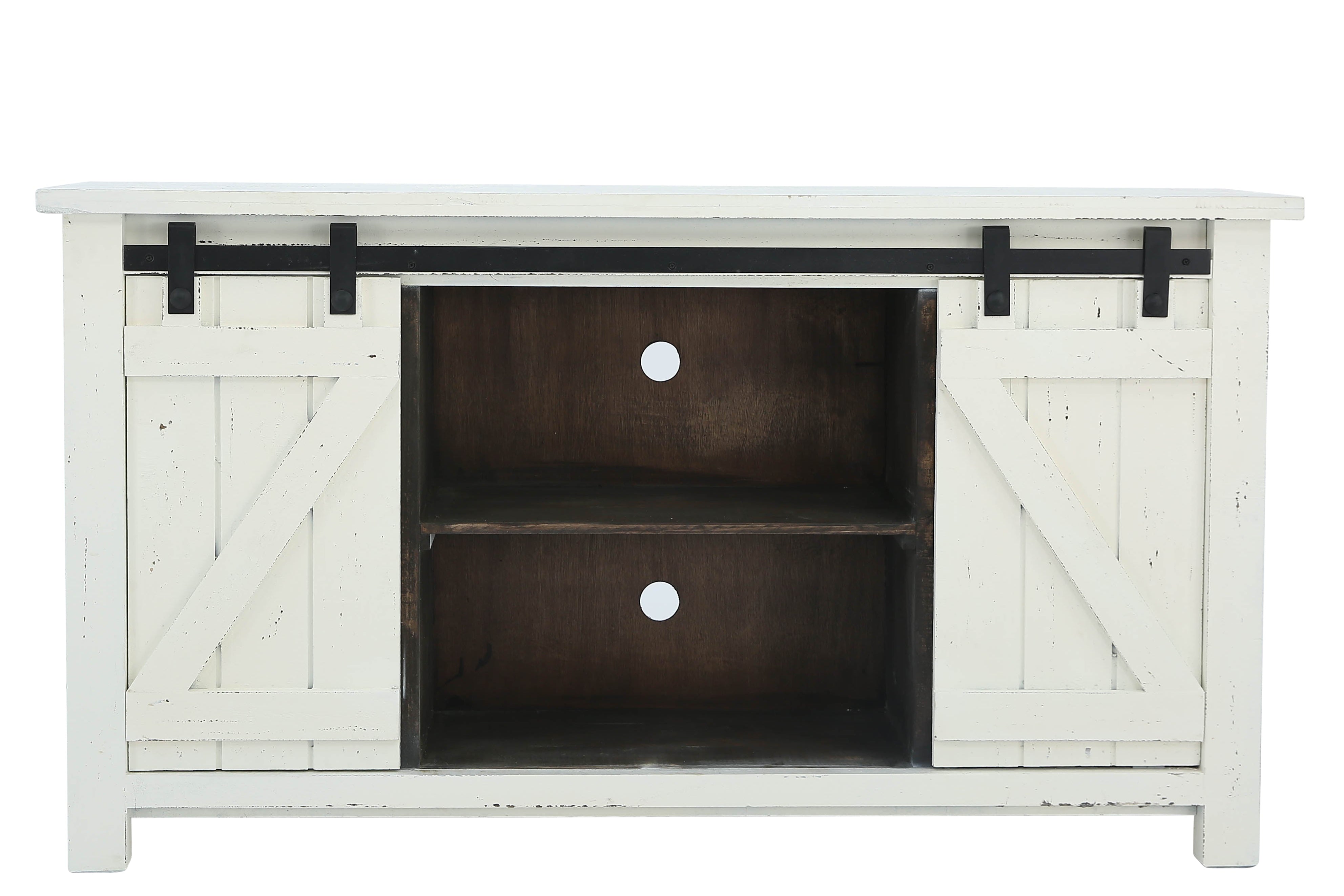 Sterling Barn Door Media Console - Aged White