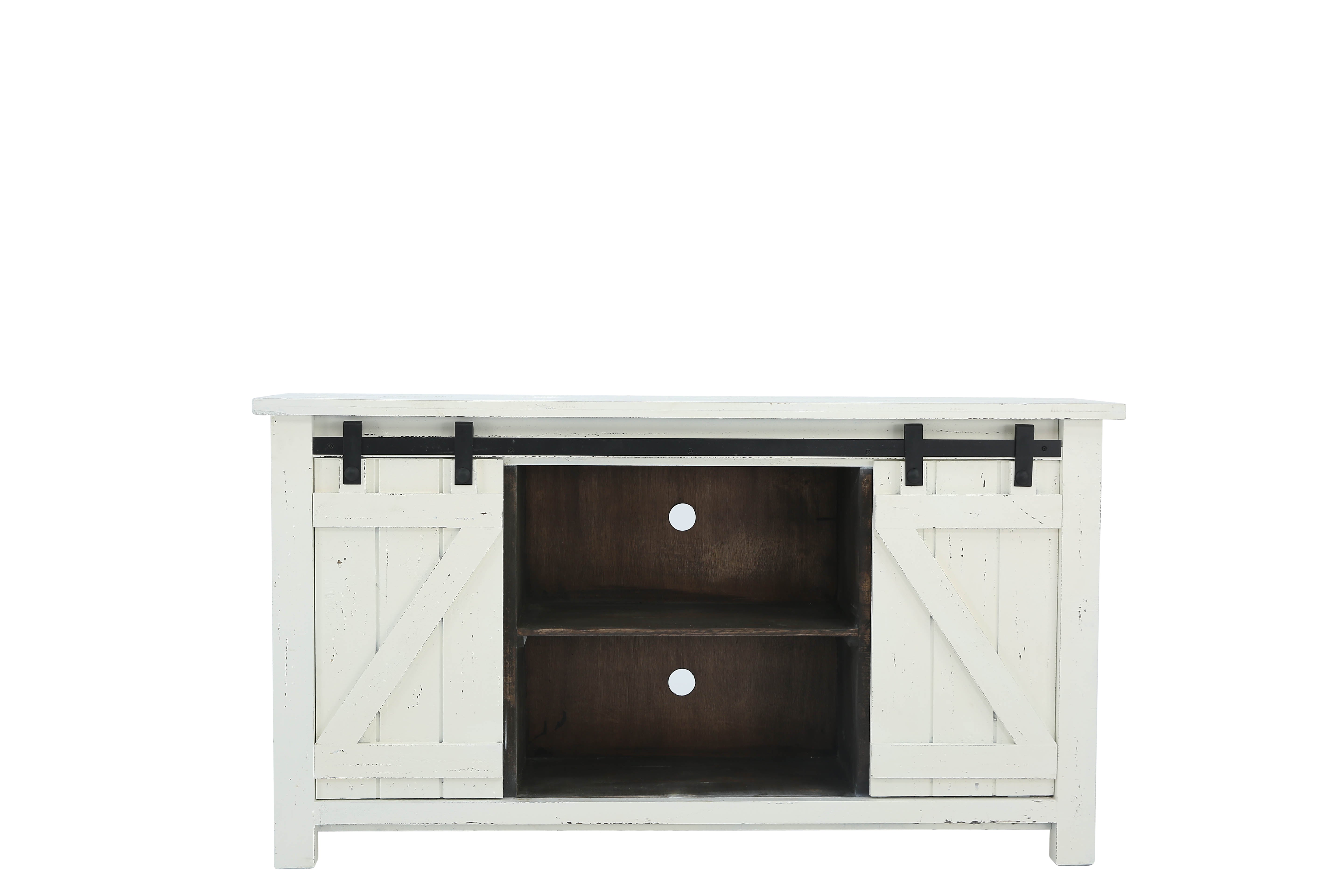 Sterling Barn Door Media Console - Aged White