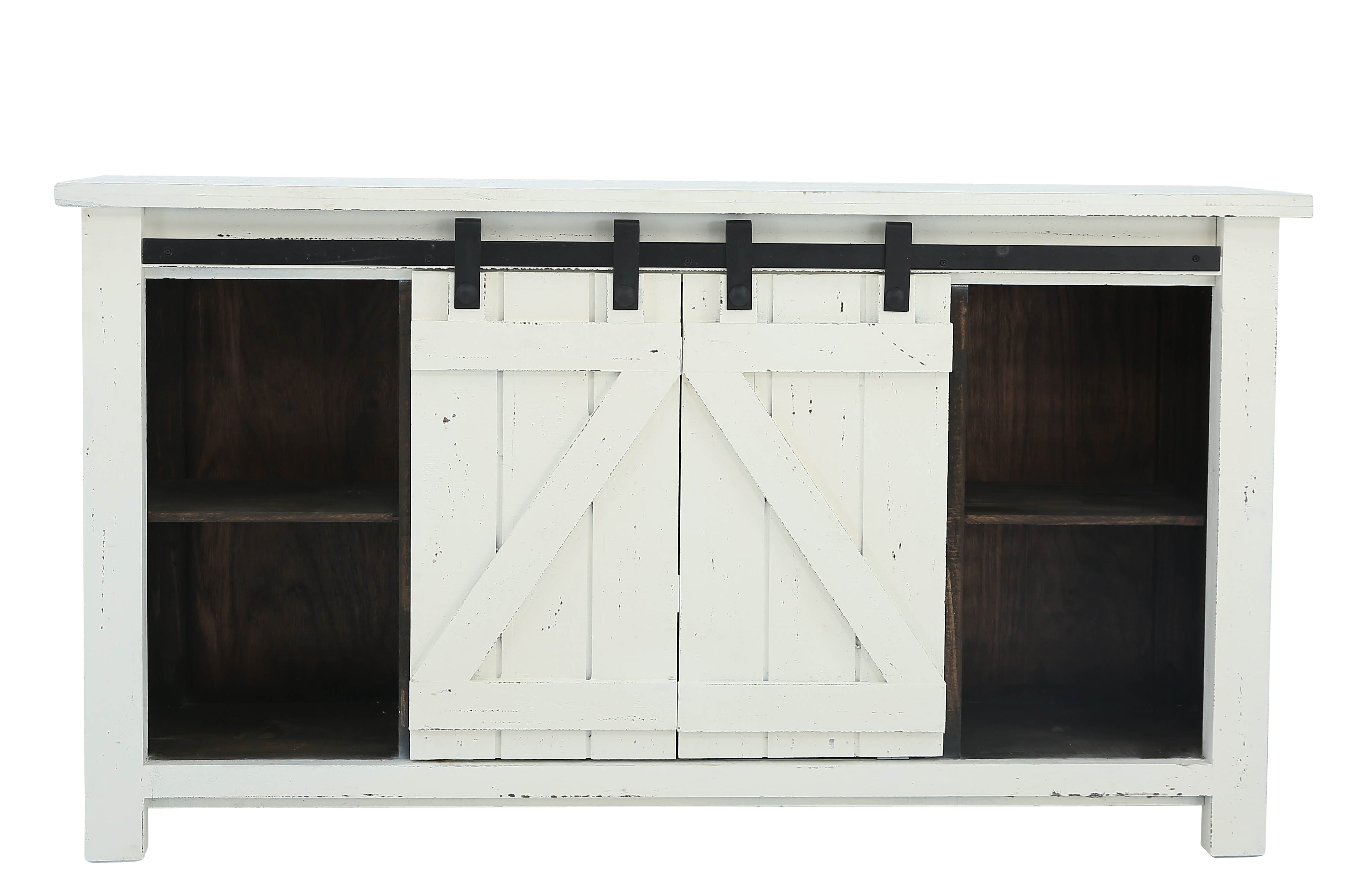 Sterling Barn Door Media Console - Aged White - Additional View 1