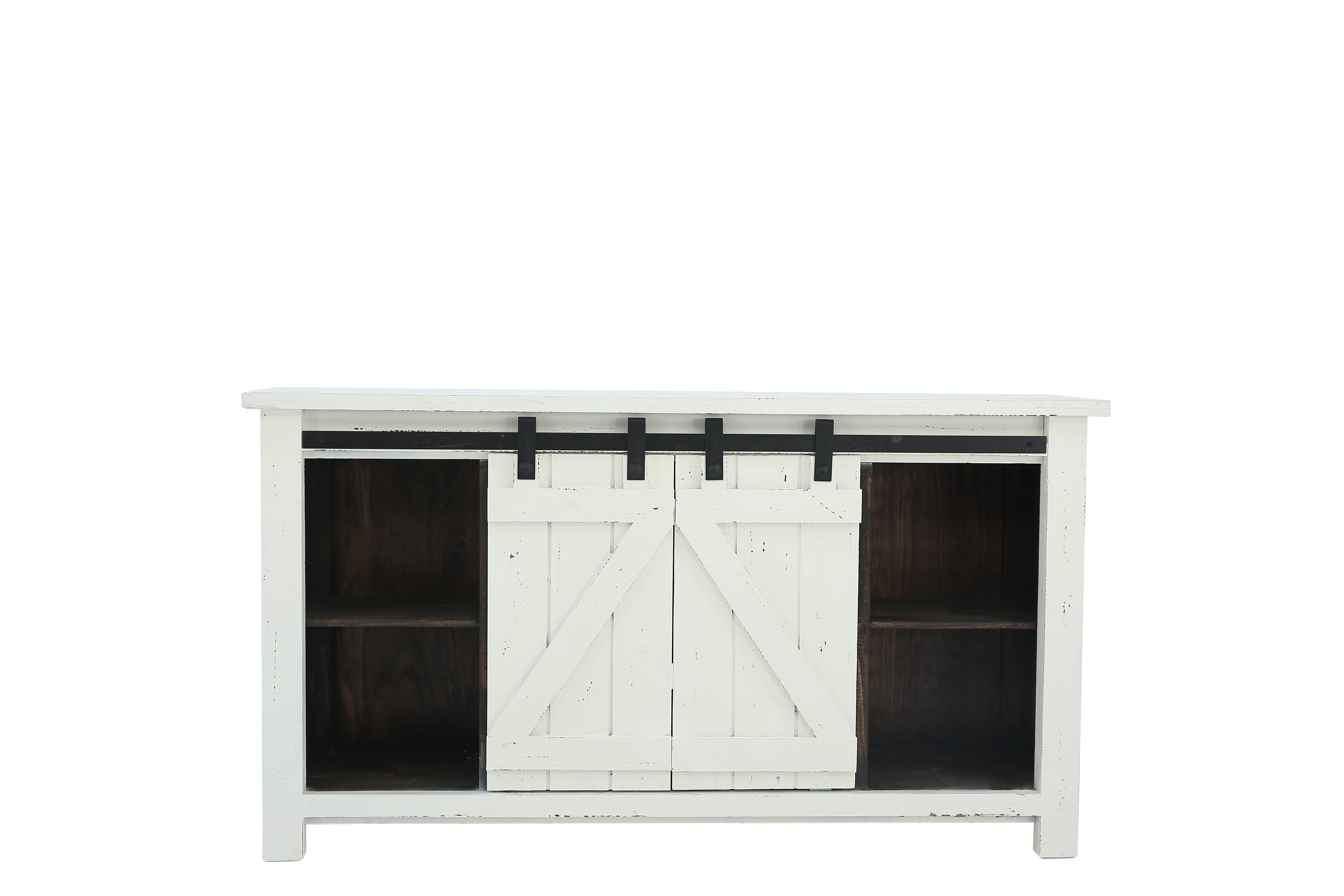 Sterling Barn Door Media Console - Aged White - Additional View 1