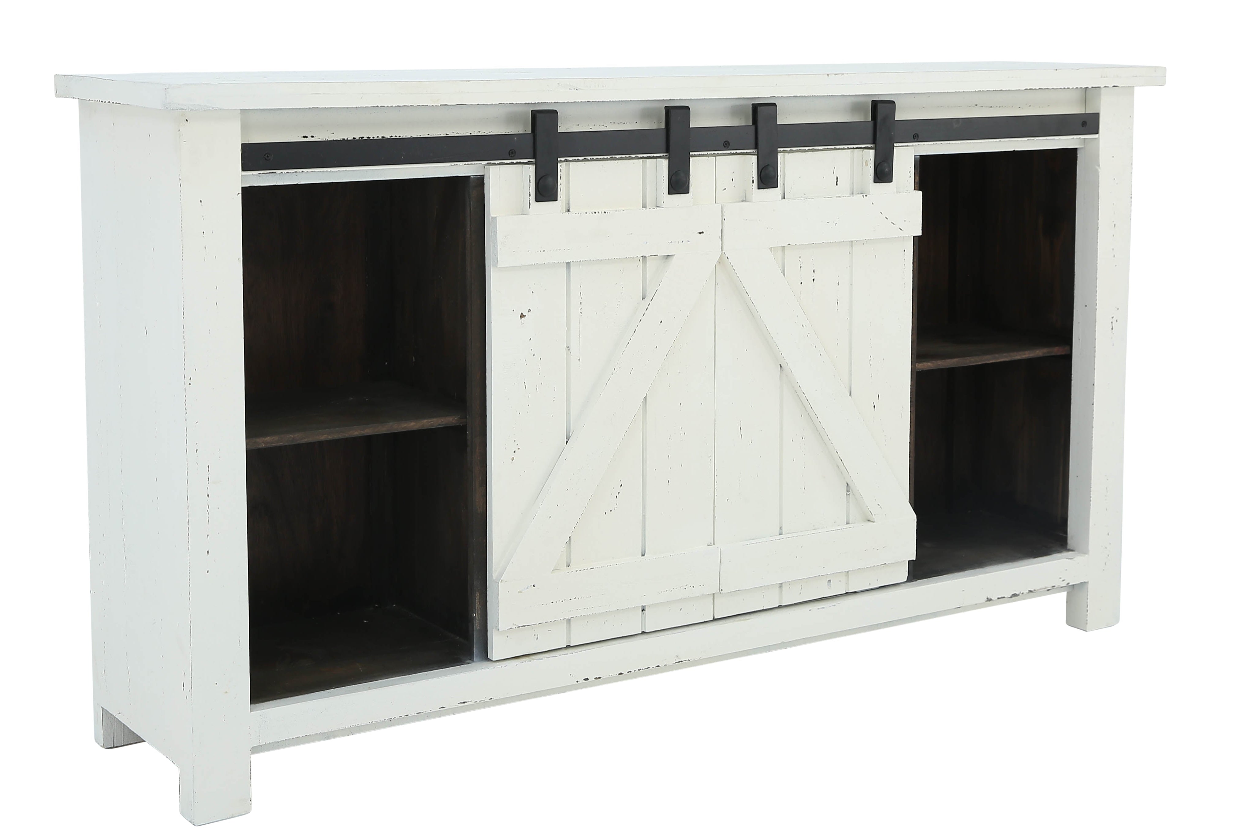 Sterling Barn Door Media Console - Aged White - Additional View 2