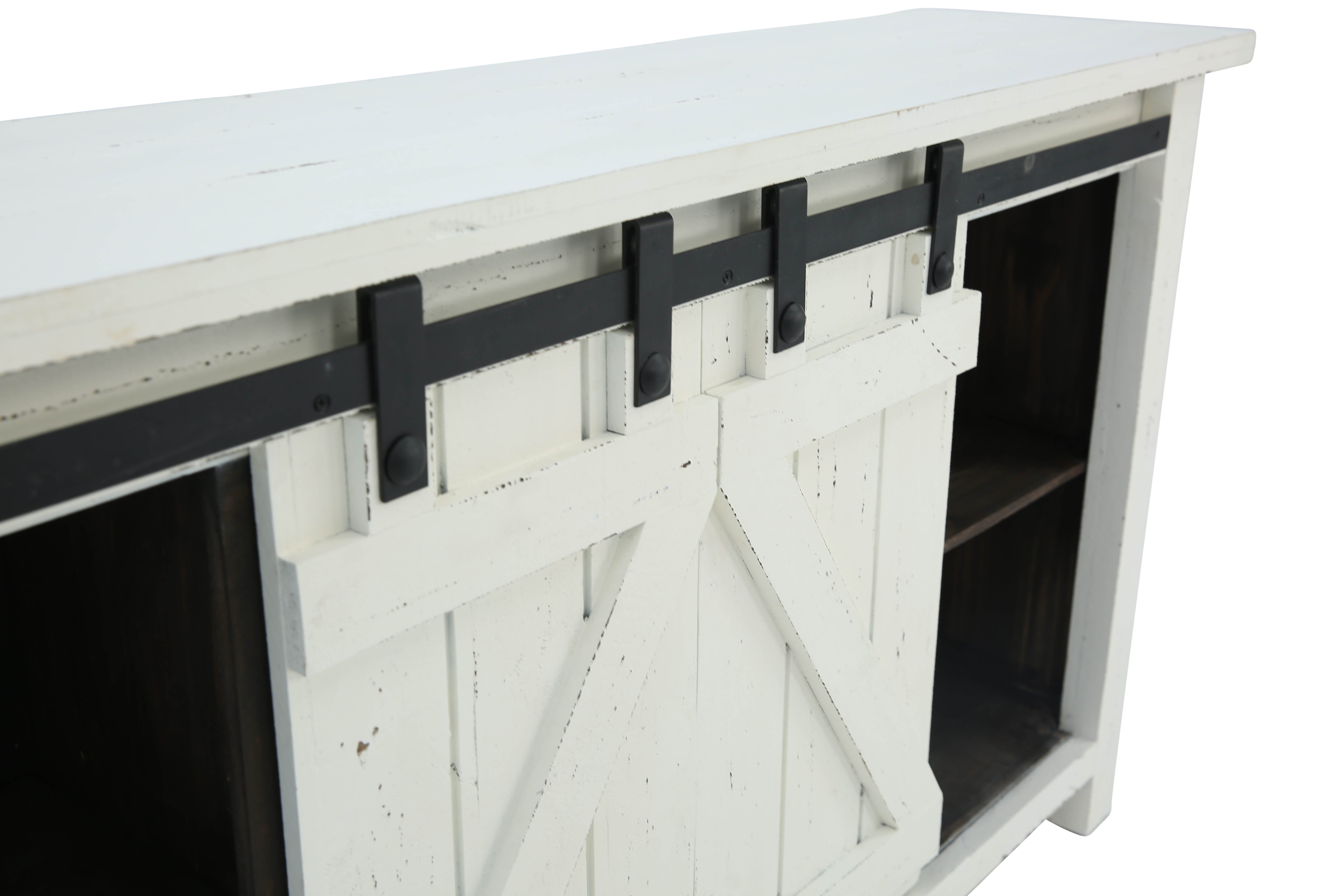 Sterling Barn Door Media Console - Aged White - Additional View 3