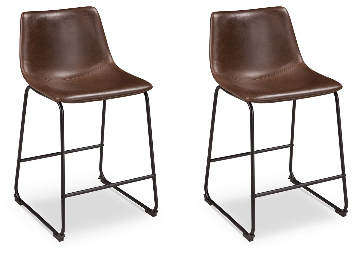 Ashley Furniture - Centiar 24" Barstool - Dark Brown Leather Match|Metal - Stools