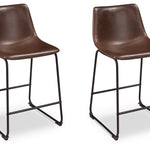 Ashley Furniture - Centiar 24" Barstool - Dark Brown Leather Match|Metal - Stools