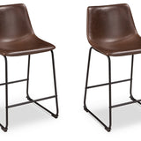 Ashley Furniture - Centiar 24" Barstool - Dark Brown Leather Match|Metal - Stools