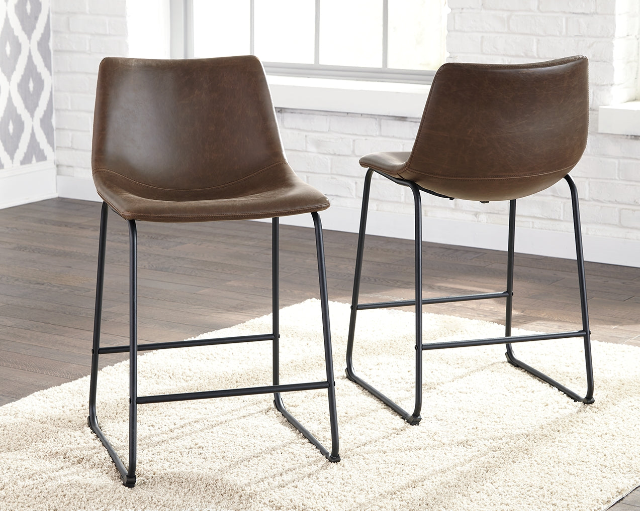 Ashley Furniture - Centiar 24" Barstool - Dark Brown Leather Match|Metal - Stools - Additional View 1