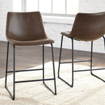 Ashley Furniture - Centiar 24" Barstool - Dark Brown Leather Match|Metal - Stools - Additional View 1