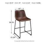 Ashley Furniture - Centiar 24" Barstool - Dark Brown Leather Match|Metal - Stools - Additional View 2
