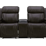 Boston Leather Power Loveseat With Refrigerator Console - Charcoal