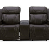 Boston Leather Power Loveseat With Refrigerator Console - Charcoal
