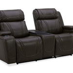 Boston Leather Power Loveseat With Refrigerator Console - Charcoal - Additional View 1