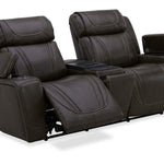 Boston Leather Power Loveseat With Refrigerator Console - Charcoal - Additional View 2