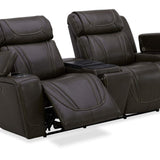 Boston Leather Power Loveseat With Refrigerator Console - Charcoal - Additional View 2