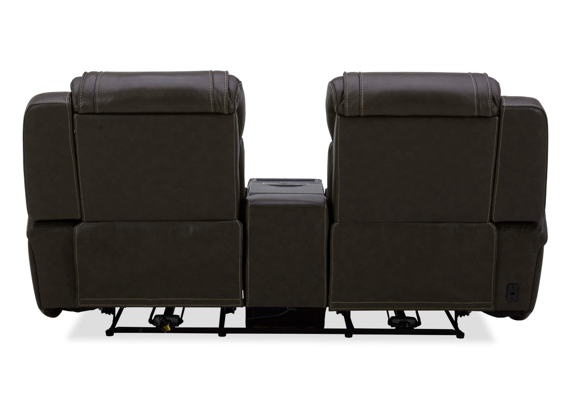 Boston Leather Power Loveseat With Refrigerator Console - Charcoal - Additional View 3