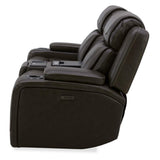 Boston Leather Power Loveseat With Refrigerator Console - Charcoal - Additional View 4