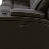 Boston Leather Power Loveseat With Refrigerator Console - Charcoal - Additional View 5