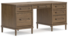 Ashley Furniture - ROANHOWE HOME OFFICE DESK - Dark Brown Wood - Desks