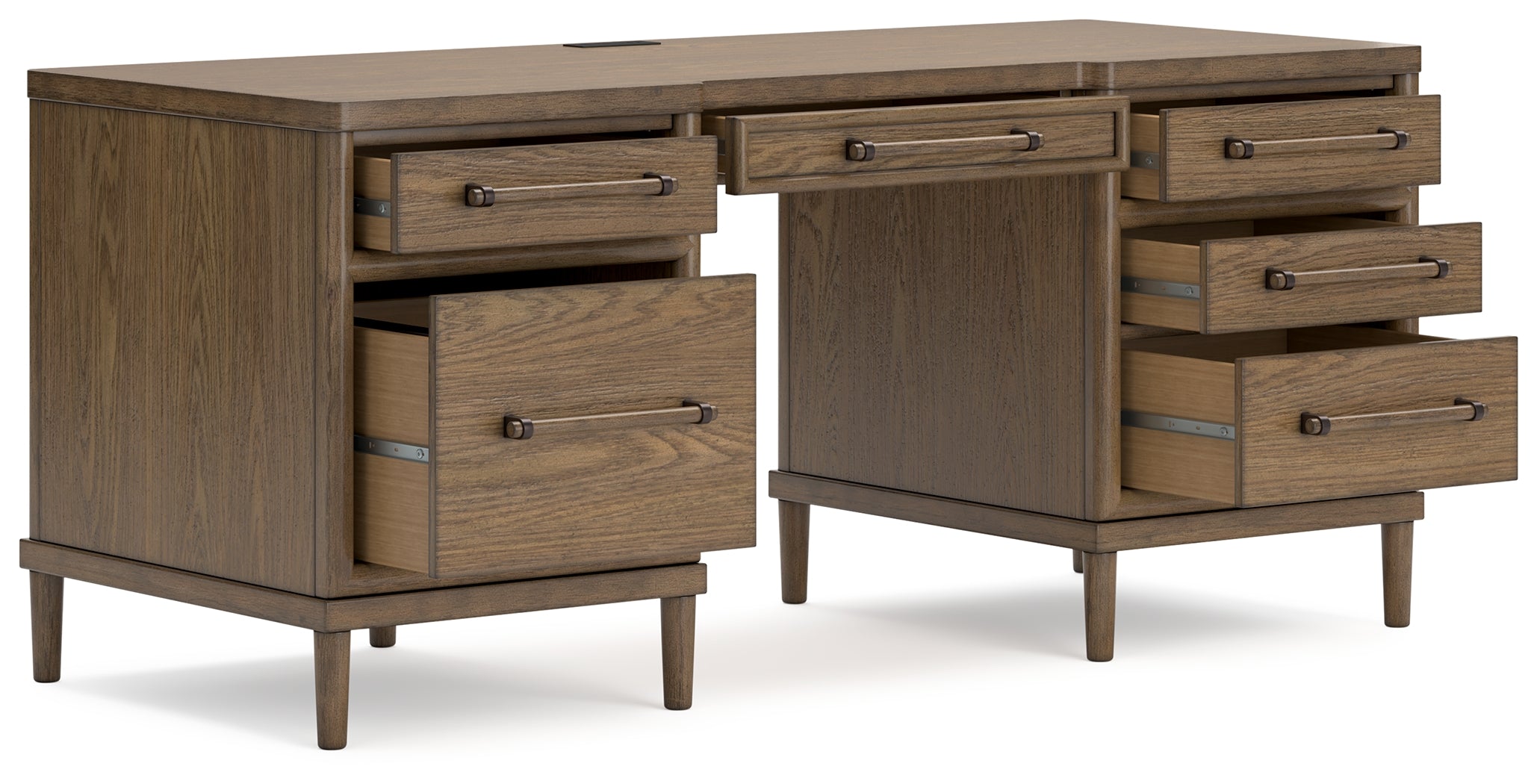 Ashley Furniture - ROANHOWE HOME OFFICE DESK - Dark Brown Wood - Desks - Additional View 3