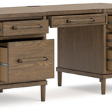 Ashley Furniture - ROANHOWE HOME OFFICE DESK - Dark Brown Wood - Desks - Additional View 3