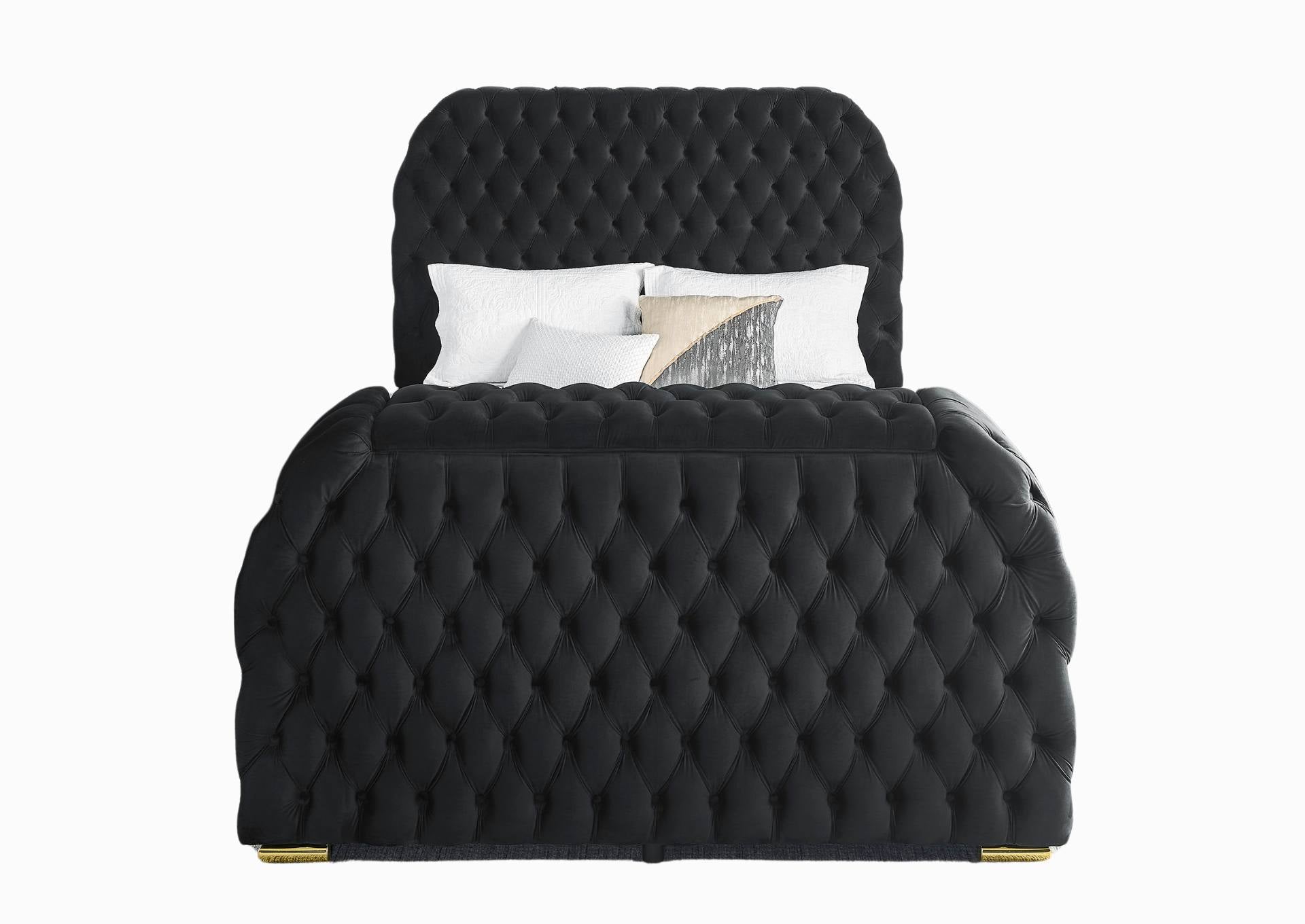 NATALIA BLACK QUEEN BED WITH FIREPLACE AND TV LIFT