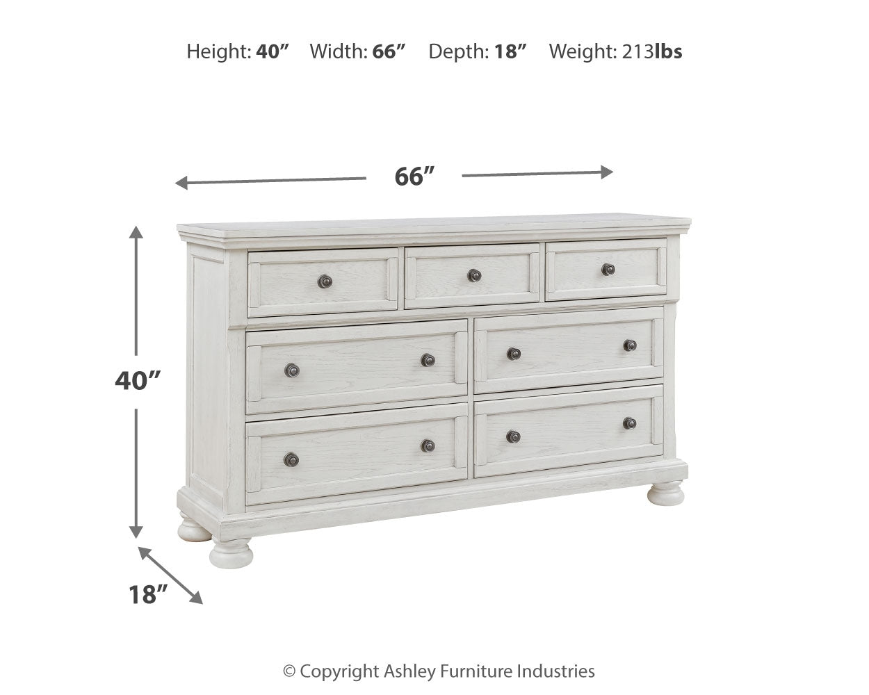 Ashley Furniture - Robbinsdale Dresser - White - Wood - Dresser & Mirror - Additional View 3