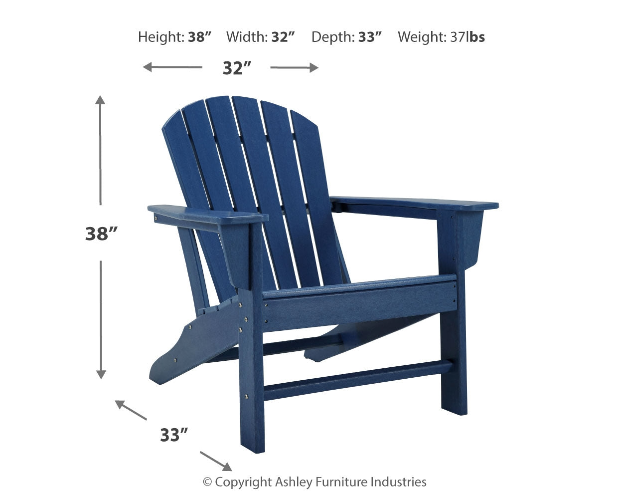 Ashley Furniture - Sundown Treasure Adirondack Chair - Blue - Chairs - Additional View 6