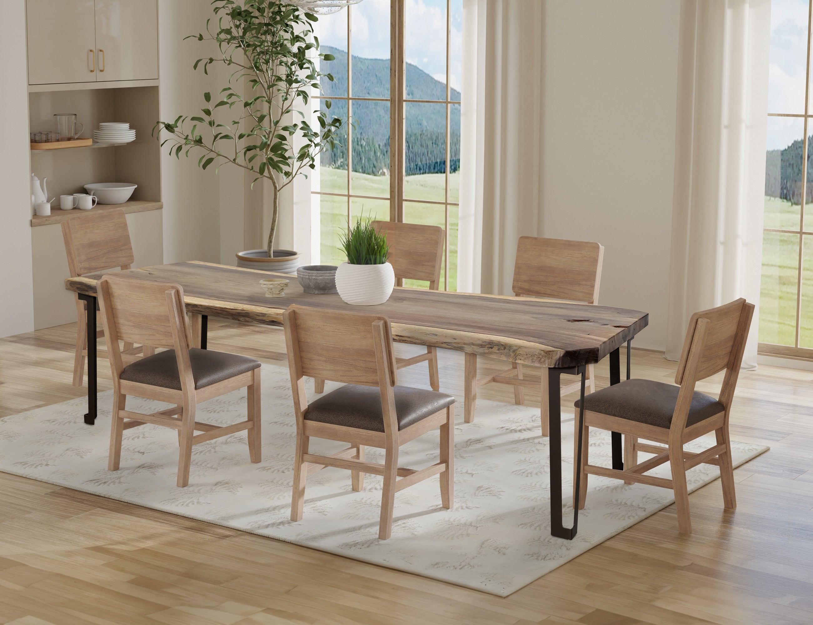 International Furniture Direct - PAROTA RIDGE DINING TABLE - Light Brown Wood - Tables - Additional View 1