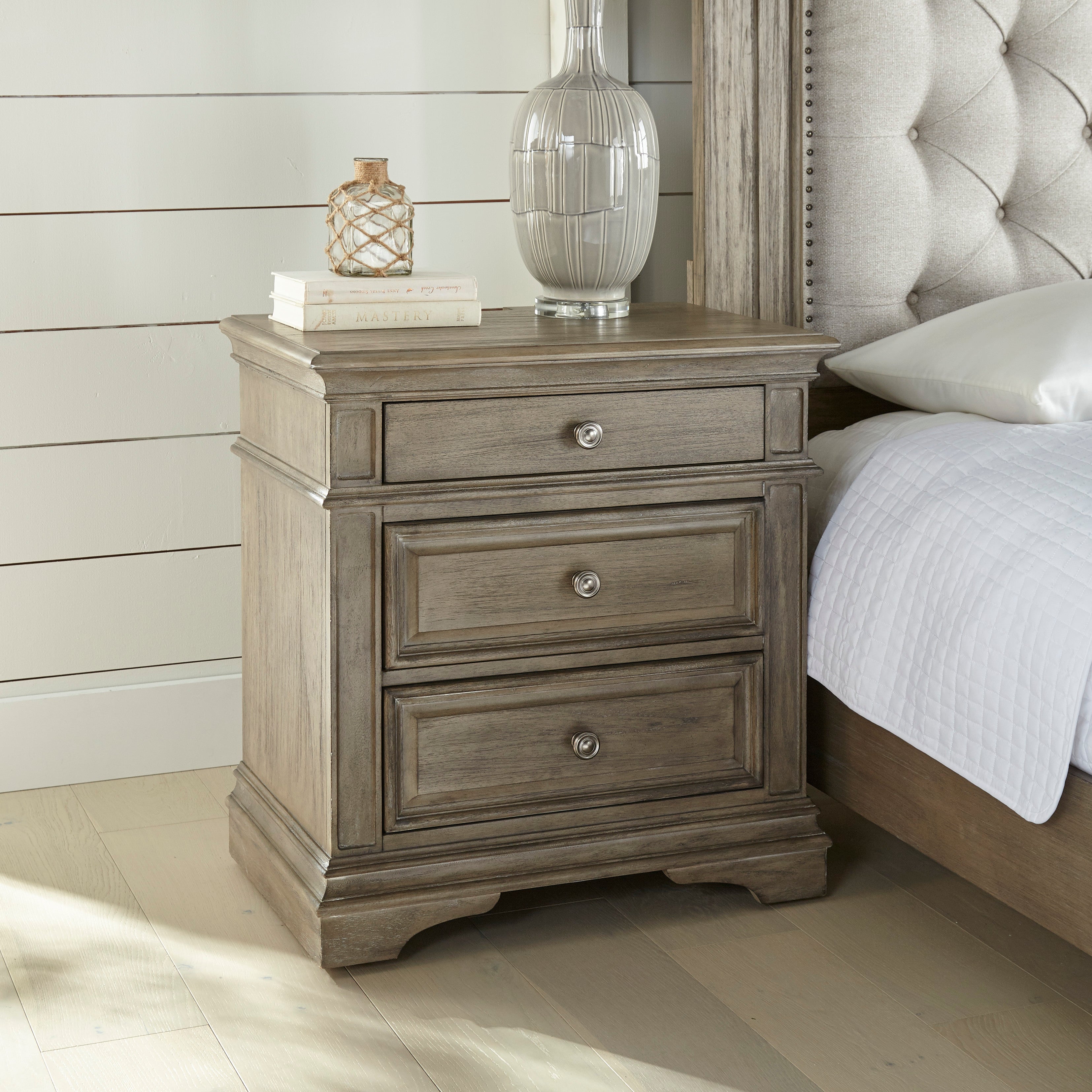 Steve Silver Furniture - HIGHLAND PARK DARK NIGHTSTAND - Light Brown Wood - Nightstands - Additional View 2