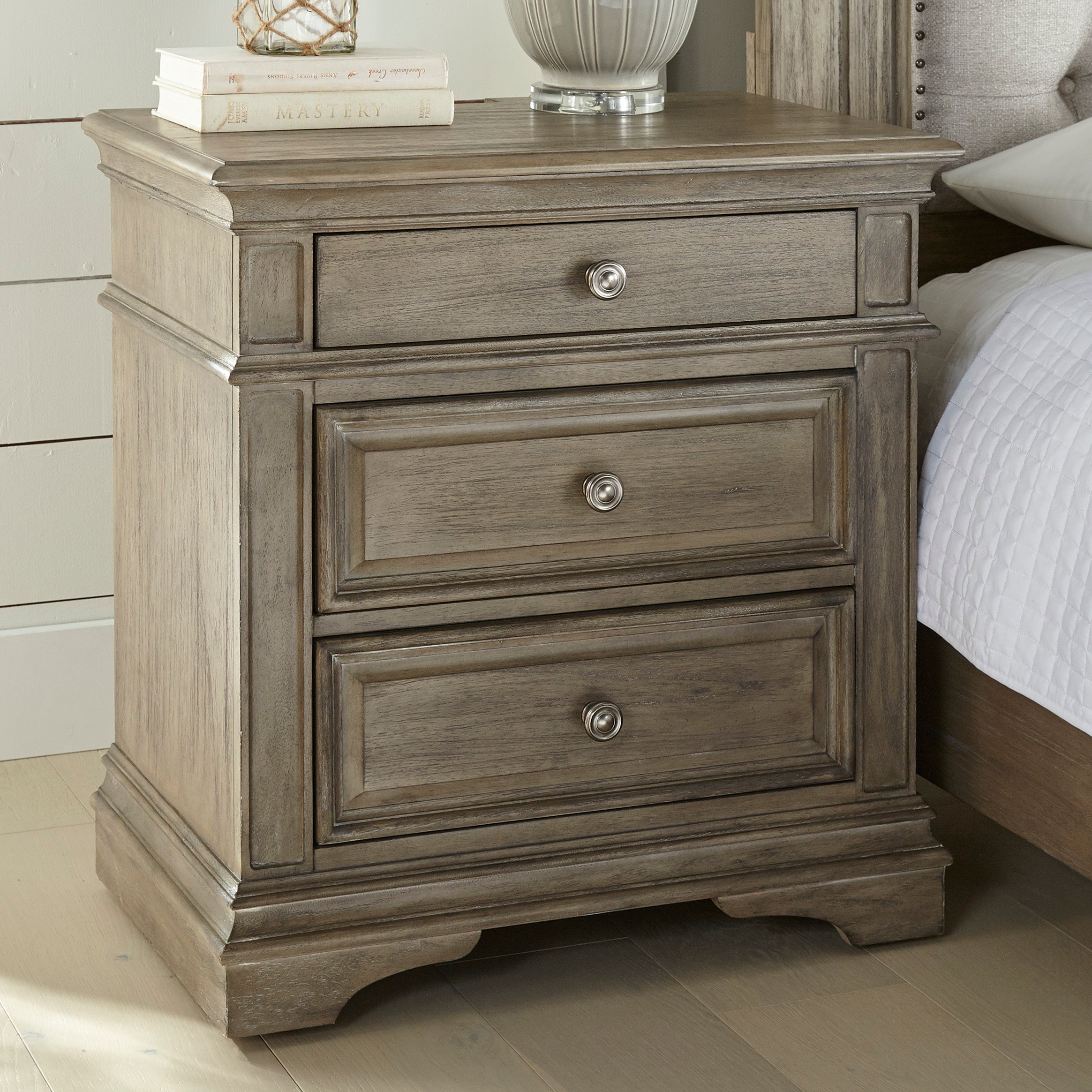 Steve Silver Furniture - HIGHLAND PARK DARK NIGHTSTAND - Light Brown Wood - Nightstands - Additional View 6