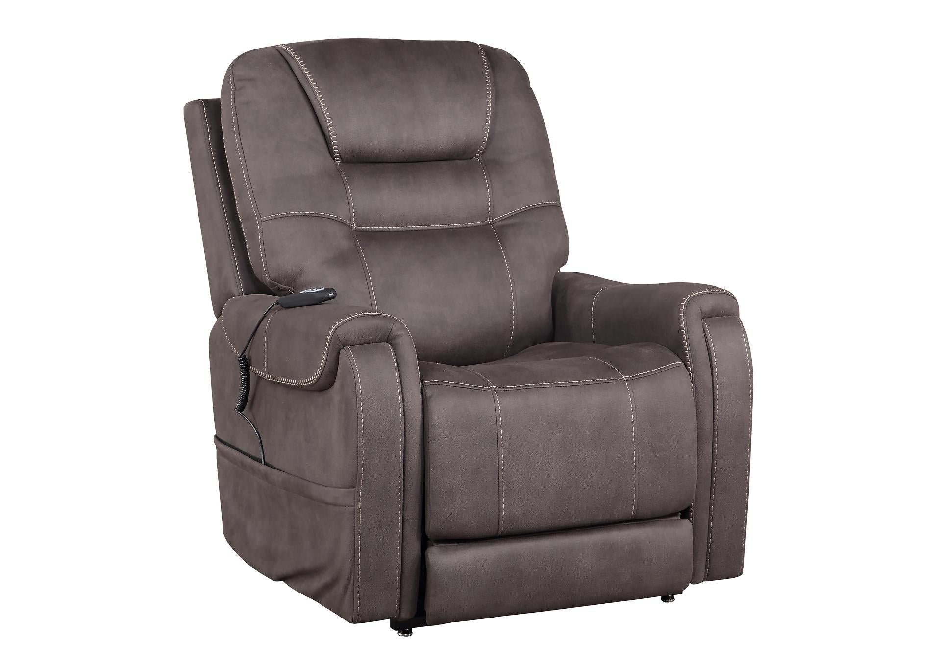 Steve Silver Furniture - BRISBANE POWER LIFT CHAIR W/3 HEAT ZONES - Dark Gray Steel - Chairs - Additional View 1