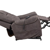 A dark brown plush recliner chair shown in a fully extended position against a solid white background.
