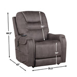 Steve Silver Furniture - BRISBANE POWER LIFT CHAIR W/3 HEAT ZONES - Dark Gray Steel - Chairs - Additional View 1