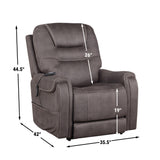 Steve Silver Furniture - BRISBANE POWER LIFT CHAIR W/3 HEAT ZONES - Dark Gray Steel - Chairs - Additional View 1