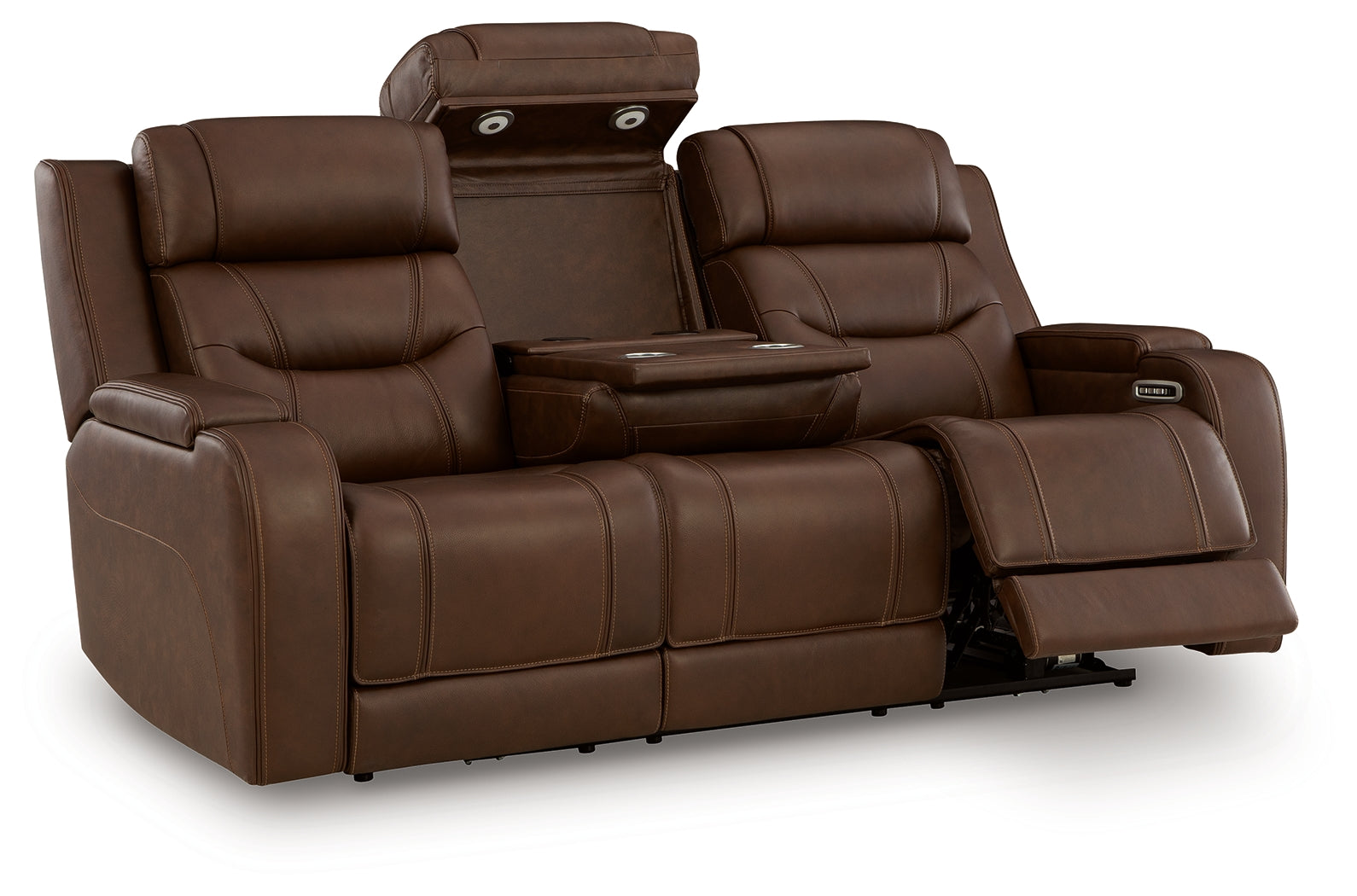 Ashley Furniture - DREAMER POWER RECLINING SOFA W/AUDIO - Dark Brown Leather Match - Sofas - Additional View 2