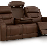 Ashley Furniture - DREAMER POWER RECLINING SOFA W/AUDIO - Dark Brown Leather Match - Sofas - Additional View 2