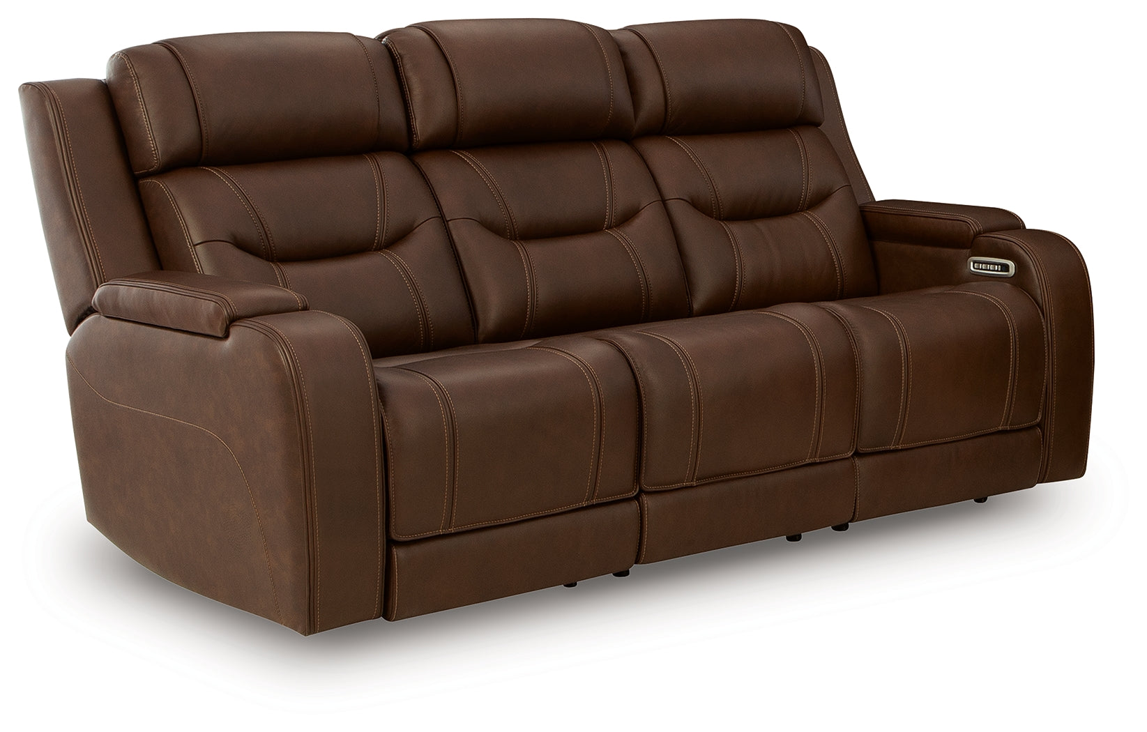 Ashley Furniture - DREAMER POWER RECLINING SOFA W/AUDIO - Dark Brown Leather Match - Sofas
