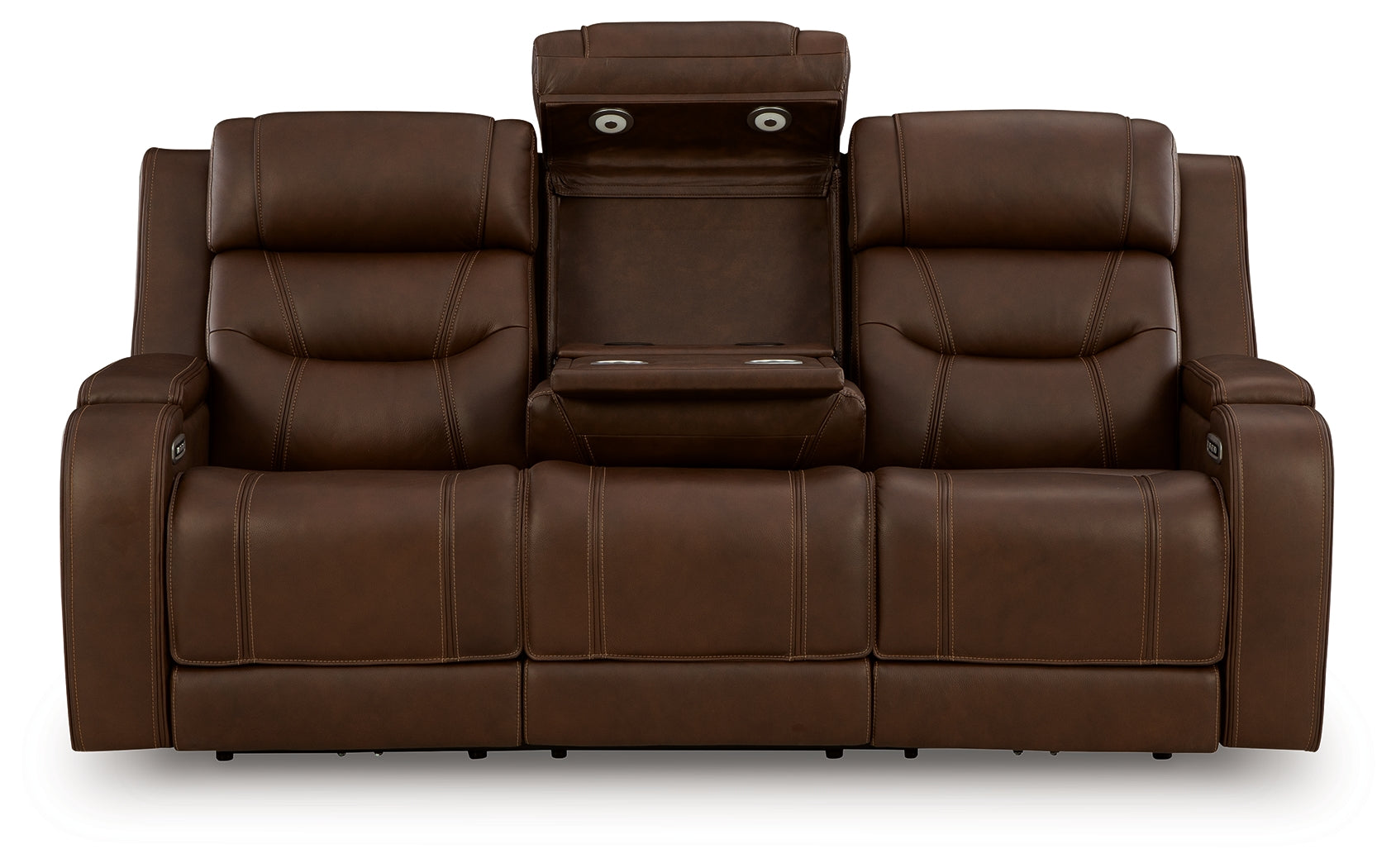Ashley Furniture - DREAMER POWER RECLINING SOFA W/AUDIO - Dark Brown Leather Match - Sofas - Additional View 4