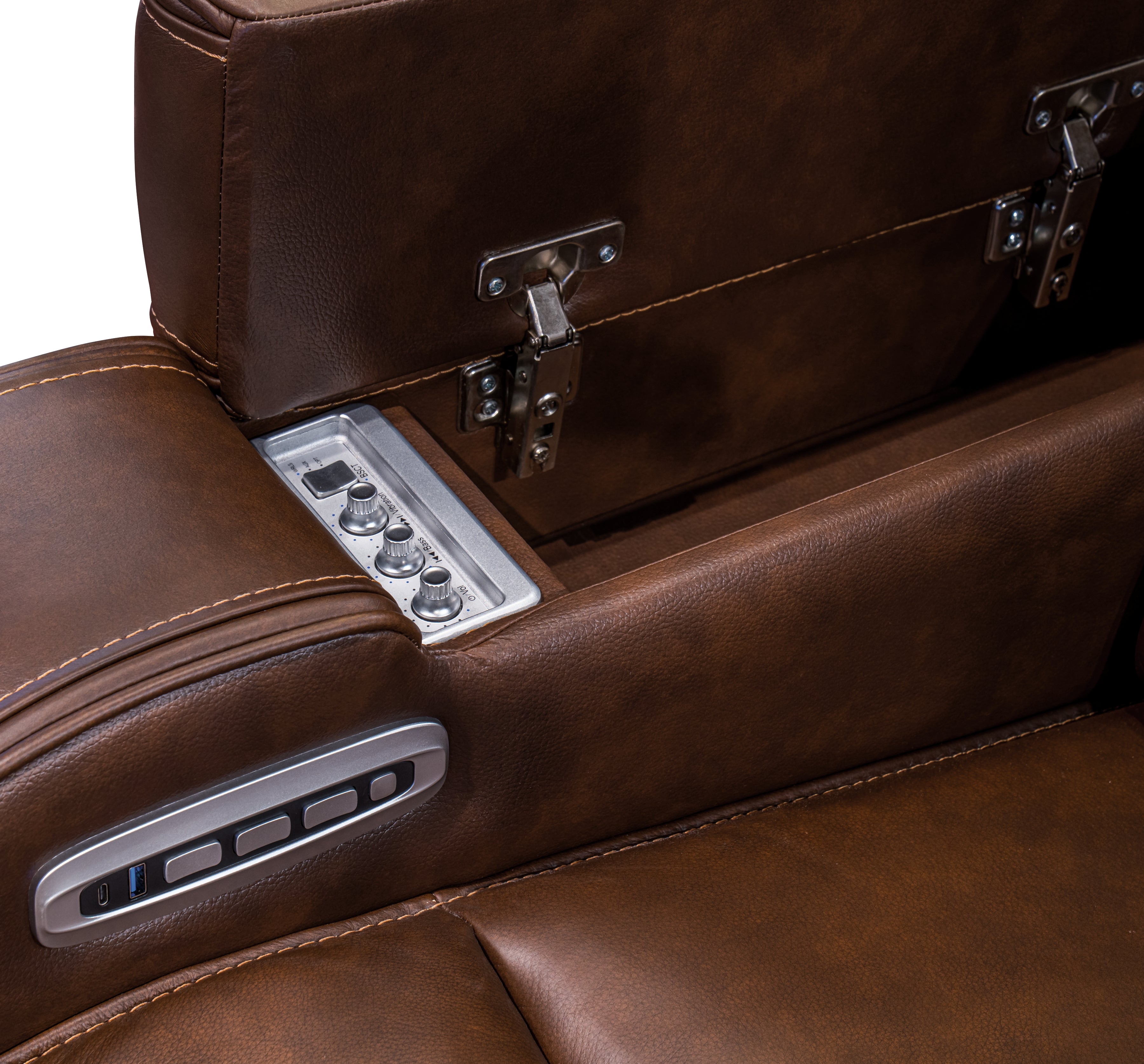 Ashley Furniture - DREAMER POWER RECLINING SOFA W/AUDIO - Dark Brown Leather Match - Sofas - Additional View 11