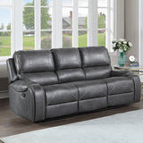 Steve Silver Furniture - Keily Reclining Sofa With Drop Down Table - Grey - Dark Gray Faux Leather - Sofas - Additional View 1