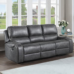 Steve Silver Furniture - Keily Reclining Sofa With Drop Down Table - Grey - Dark Gray Faux Leather - Sofas - Additional View 2