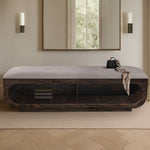 International Furniture Direct - RIVERBEND EMBER BENCH - Dark Brown|Beige Fabric|Wood - Benches - Additional View 1