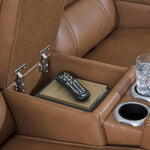 Ashley Furniture - DREAMER POWER RECLINING LOVESEAT W/ AUDIO CONSOLE - Light Brown Leather Match - Loveseats - Additional View 6