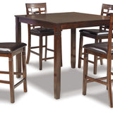 Ashley Furniture - BENNOX 5 PIECE PUB DINING SET - Dark Brown Leather Match|Wood - Dining Room Sets