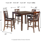 Ashley Furniture - BENNOX 5 PIECE PUB DINING SET - Dark Brown Leather Match|Wood - Dining Room Sets - Additional View 3
