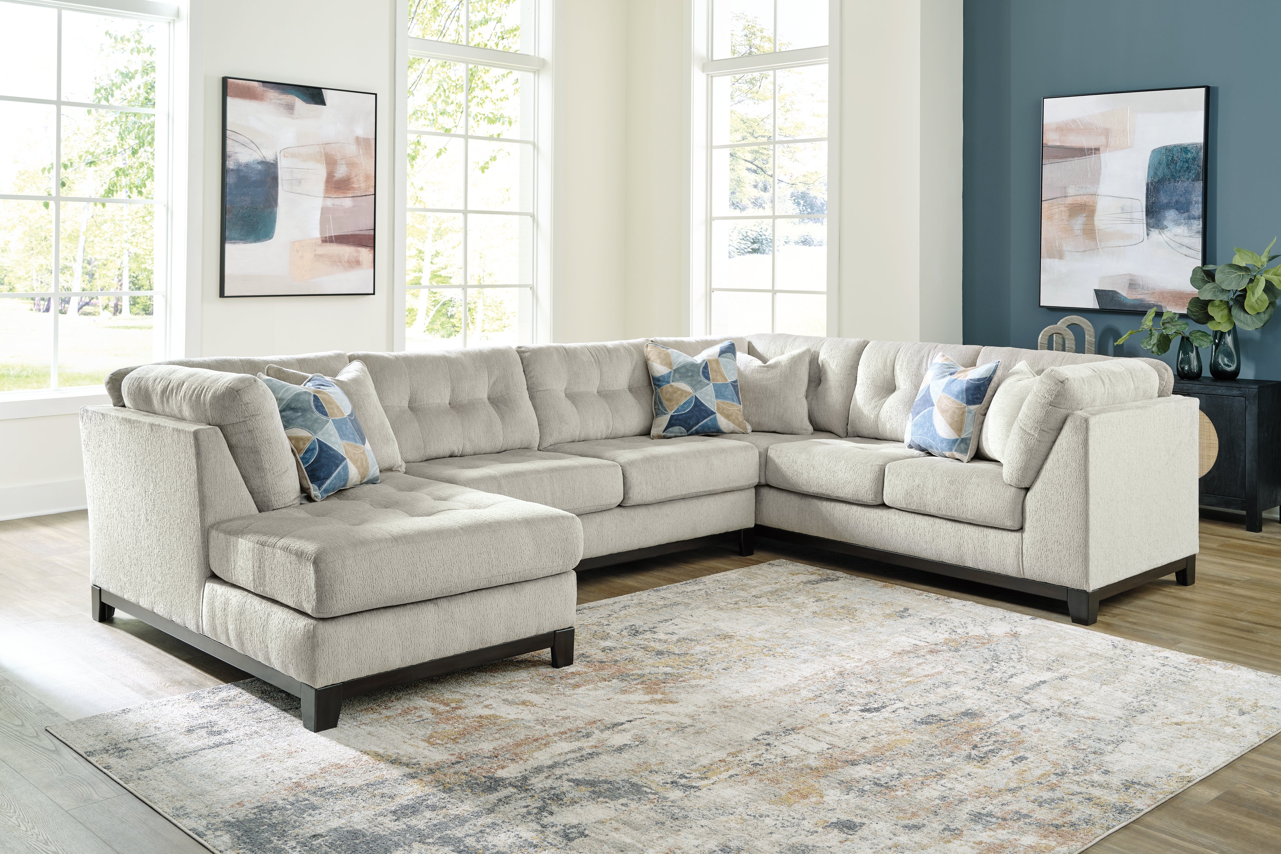 Ashley Furniture - MAXON PLACE STONE 3 PIECE SECTIONAL - Beige Fabric - Sectionals - Additional View 1