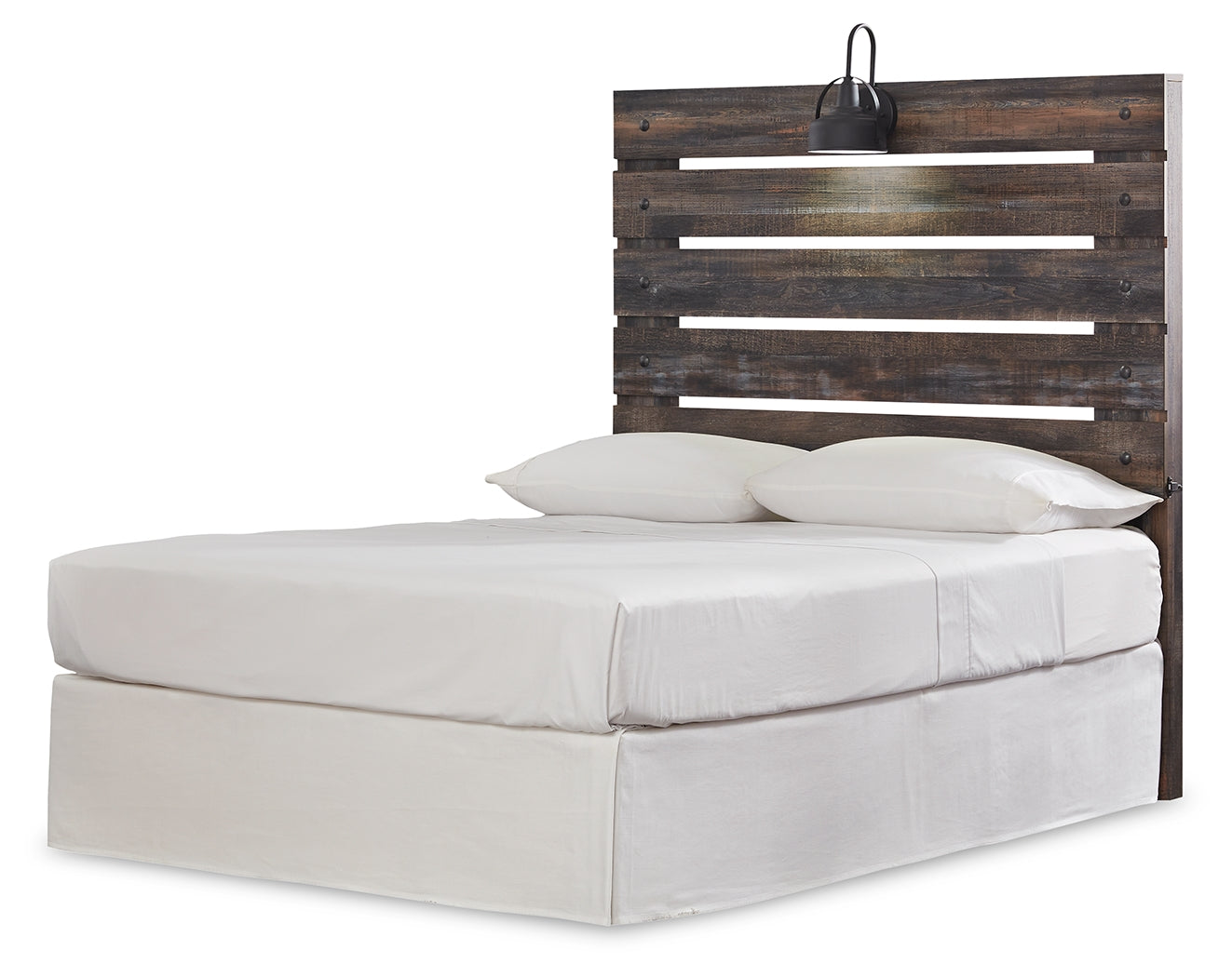 Ashley Furniture - DRYSTAN FULL PANEL HEADBOARD WITH LIGHT - Beige Wood - Headboards - Additional View 2
