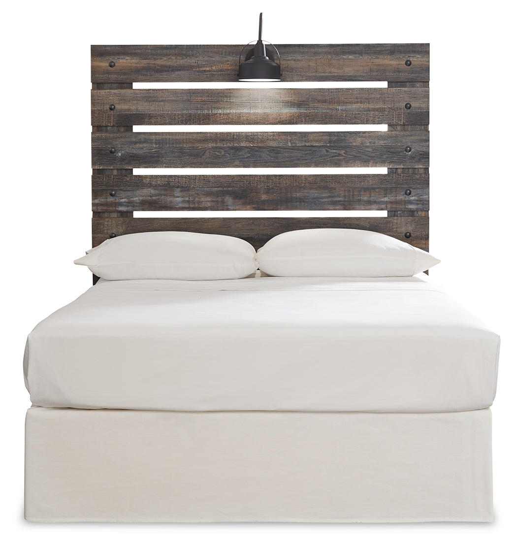 Ashley Furniture - DRYSTAN FULL PANEL HEADBOARD WITH LIGHT - Beige Wood - Headboards - Additional View 3