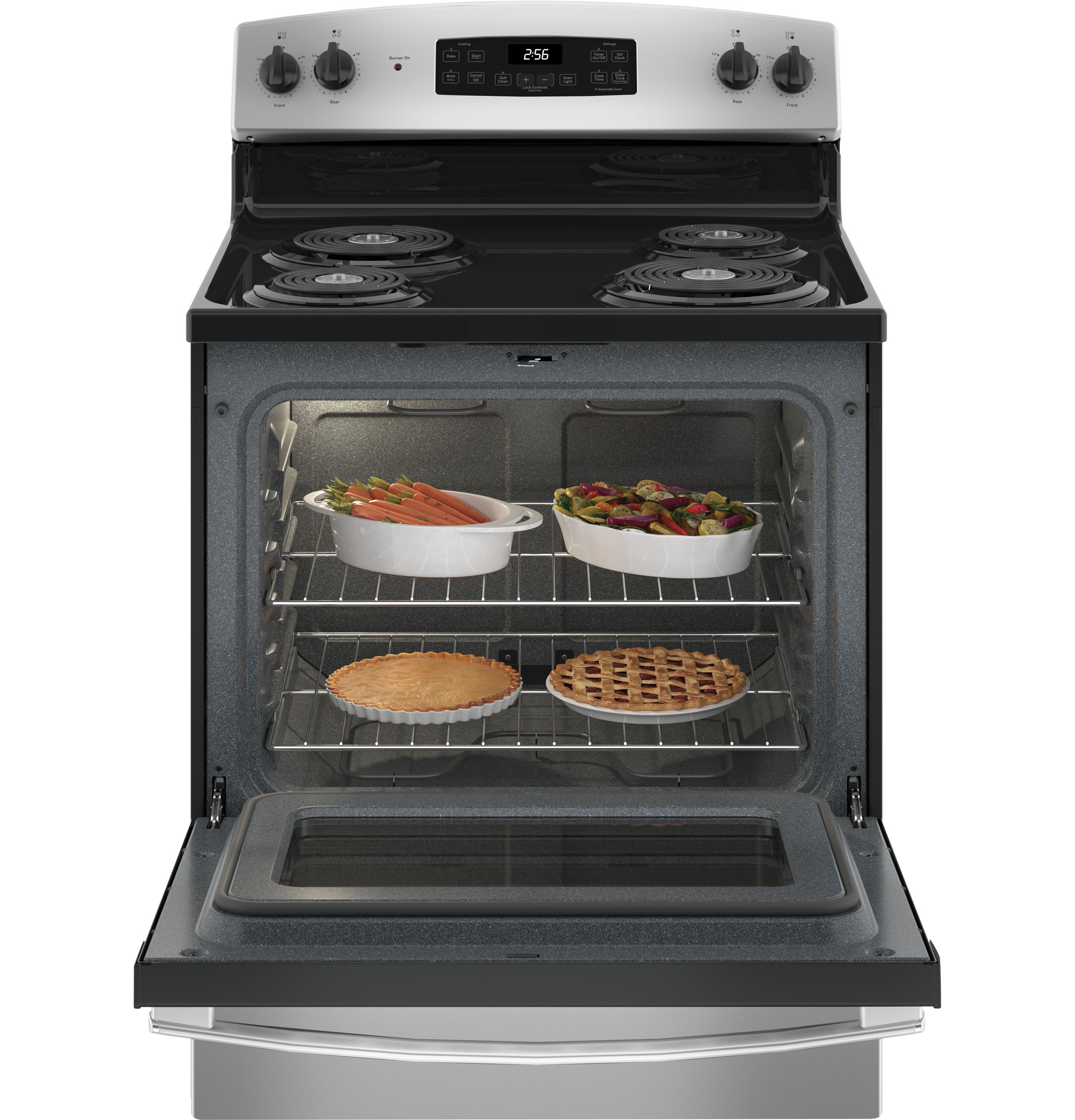 GE STAINLESS 5.0C 30" FREE-STANDING ELECTRIC RANGE - Pearl Silver|Black - Ranges - Additional View 2