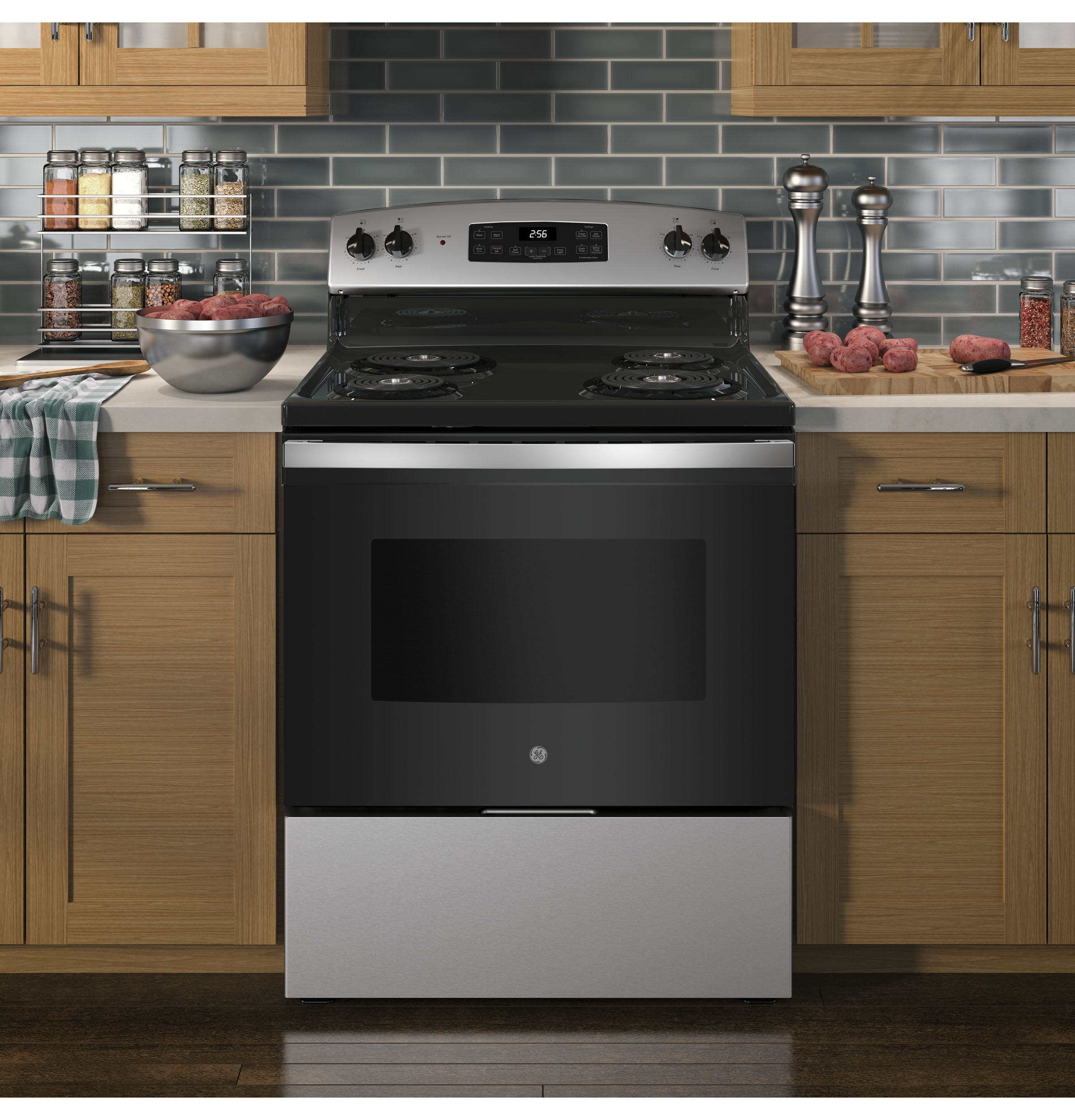 GE STAINLESS 5.0C 30" FREE-STANDING ELECTRIC RANGE - Pearl Silver|Black - Ranges - Additional View 4