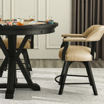 Steve Silver Furniture - Rylie Black 6Pc Counter Dining Set W/Gaming Top - Black|Light Brown Wood|Faux Leather - Dining Room Sets - Additional View 1